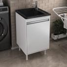 Tanque De Lavanderia 30 Litros Com Balcão 100% MDF 1 Porta