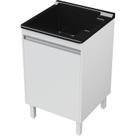 Tanque de Lavanderia Fibra 40L com Gabinete MDF Branco 54cm, Suporte para Torneira de Bancada, Entregue Montado, com Válvula e Sifão