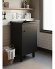 Tanque de Lavanderia Plástico 26L com Gabinete MDF Preto Premium Black 46cm, Entregue Montado