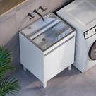 Tanque de Lavar Roupa Inox 46 Litros com Gabinete MDF Branco 60cm Entregue Montado Tanque de Lavar Roupa Inox 46 Litros com Gabinete MDF Branco 60cm Entregue Montado