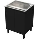 Tanque de Lavar Roupa Inox 46 Litros com Gabinete MDF Preto Black 60cm Entregue Montado
