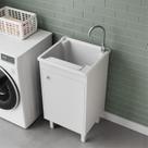 Tanque de Lavar Roupa Plástico 26 Litros Com Gabinete MDF Branco 46cm Entregue Montado Tanque de Lavar Roupa Plástico 26 Litros Com Gabinete MDF Branco 46cm Entregue Montado