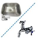 Tanque inox 50x40x22cm escovado + torneira para lavanderia