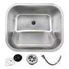 Tanque Inox Lavanderia 45x45 Escovado Completo Com Válvula Brinovar