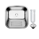 Tanque Inox Monobloco 40x34 Cm Válvula e Sifão AS inox 304