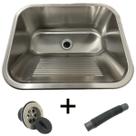 Tanque Lavanderia 55 x 45 Com Acessórios Aço Inox Escovado