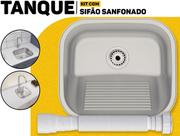 Tanque Tramontina 40x35 Compact Inox de Encaixe Para Lavanderia Sifão Sanfonado Universal Metasul Incluso
