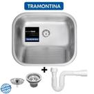 Tanque Tramontina Hera 34 L 50x40 Prime Grande Aço Inox Acetinado Fosco com Válvula e Sifão Lavanderia Encaixe Sobrepor Embutir 94400107
