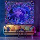Tapeçaria: animal fluorescente, elefante, 150x150cm, microtecido Tapeçaria: animal fluorescente, elefante, 150x150cm, microtecido