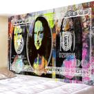 Tapeçaria, arte abstrata de Mona Lisa, design colorido de notas de 100