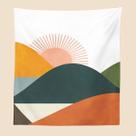 Tapeçaria colorida abstrata Mountain Sun 150x100cm, microtecido Tapeçaria colorida abstrata Mountain Sun 150x100cm, microtecido