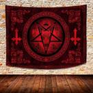 Tapeçaria De Altar Com Cabeça De Bode Satânico Para Halloween, Rituais Noturnos Sombrios E Decoração