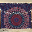 Tapeçaria de mandala Bless International Peacock para pendurar na parede 137x152cm