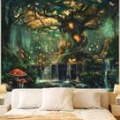 Tapeçaria de parede Apdidl Forest Tree of Life 130x150cm poliéster