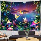 Tapeçaria de parede Butterfly Mushroom Forest 280x150cm Poliéster