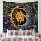 Tapeçaria de parede celestial Sol e Lua 150x130cm Tapeçaria de parede celestial Sol e Lua 150x130cm