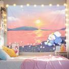 Tapeçaria de parede Cute Dog Sunset Microfabric 100x70cm