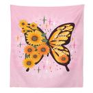 Tapeçaria de parede de flores de borboleta rosa 150x100cm em microtecido
