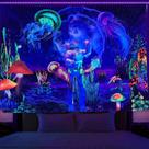 Tapeçaria de parede fluorescente de astronauta brilhante 150x150cm