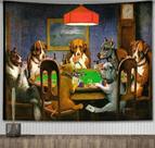 Tapeçaria de parede para cães jogando pôquer 150x130cm