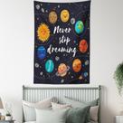 Tapeçaria de parede para crianças com sistema solar 150 cm x 130 cm