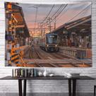 Tapeçaria de parede Street Tram Aesthetic Room 150x130cm, microtecido