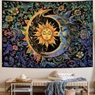 Tapeçaria do sol e da lua Tapeçaria floral mística psicodélica hippie boho, plantas de flores, tapeçarias de parede, tapeçarias estéticas vintage, penduradas na parede para quarto