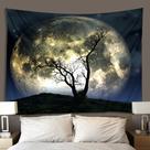 Tapeçaria: Floresta Misteriosa, Lua, Céu Estrelado, 200x150cm, Microtecido