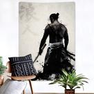 Tapeçaria Japonesa Samurai Ronin - Arte em Nanquim 100x150cm