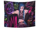 Tapeçaria Jinx Anime Manga Design Poliéster 100x150cm com luz