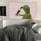 Tapeçaria Kermits Frog Drinking Room Aesthetic 150x90cm