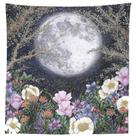 Tapeçaria, lua cheia, parede de plantas florais, 150x100cm, microtecido
