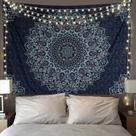 Tapeçaria, mandala, padrão geométrico, microtecido 150x130cm