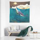 Tapeçaria Marine Life Whale Sun Wall 150x100cm em microtecido