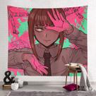 Tapeçaria para decoração de parede Chainsaw Man Makima Anime