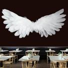 Tapeçaria para pendurar na parede Angel Feather Wings branca 150cm x 130cm Tapeçaria para pendurar na parede Angel Feather Wings branca 150cm x 130cm