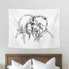 Tapeçaria para pendurar na parede, arte abstrata, casal se beijando 150x130cm