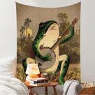 Tapeçaria para pendurar na parede Banjo vintage Playing Frog 150x130cm