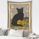 Tapeçaria para pendurar na parede Black Cat Tarot Ace of Pentacles 100x150cm