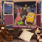 Tapeçaria para pendurar na parede Bob Esponja e Patrick em estilo boêmio
