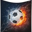 Tapeçaria para pendurar na parede Bola de futebol Fire Water Lightning 150x130cm