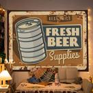 Tapeçaria para pendurar na parede, cerveja retrô, suprimentos de cerveja fresca 150x130cm