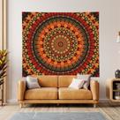 Tapeçaria para pendurar na parede com padrão de mandala boêmia 150x130cm