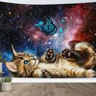 Tapeçaria para pendurar na parede Gato e Borboleta Starry Galaxy 150x130cm