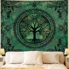 Tapeçaria para pendurar na parede Green Tree of Life 150x130cm poliéster Tapeçaria para pendurar na parede Green Tree of Life 150x130cm poliéster