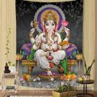 Tapeçaria para pendurar na parede Hindu Ganesha God 150x130cm de pele de pêssego