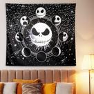 Tapeçaria para pendurar na parede Jack Skellington Moon Dark Decor