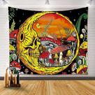 Tapeçaria para pendurar na parede lua psicodélica e cogumelo 150x130cm