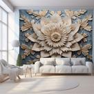 Tapeçaria para pendurar na parede Mandala Floral Elegant Bege 150x130cm Tapeçaria para pendurar na parede Mandala Floral Elegant Bege 150x130cm