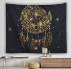 Tapeçaria para pendurar na parede Moon Dreamcatcher Boho 150x130cm poliéster